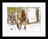 Cowgirl riding in Autumn Aspens with a fresh snowfall by Anonymous