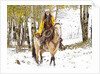 Cowgirl riding in Autumn Aspens with a fresh snowfall by Anonymous