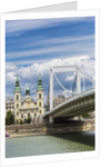 The Elisabeth Bridge, the Inner-City Parish Church (Belvarosi Plebania Templom) and the river Danube by Anonymous