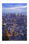 Manhattan skyline from above at sunset, New York City by Anonymous