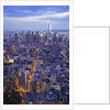 Manhattan skyline from above at sunset, New York City by Anonymous