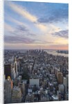 Manhattan skyline from above at sunset, New York City by Anonymous