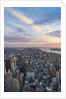 Manhattan skyline from above at sunset, New York City by Anonymous