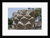 Hebrew menorah carved into stone capital in Roman town of Capernaum by Anonymous