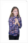 Portrait of teenage girl (16-17) on white background by Anonymous
