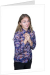 Portrait of teenage girl (16-17) on white background by Anonymous