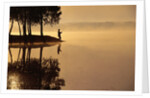 Man Fishing at Lake by Anonymous