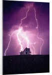 Lightning Behind a Farmhouse by Anonymous