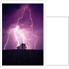 Lightning Behind a Farmhouse by Anonymous