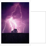 Lightning Behind a Farmhouse by Anonymous