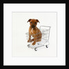 Puppy Sitting in Miniature Shopping Cart by Anonymous