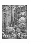 Engraving of Workers at a London Warehouse by Gustave Dore