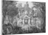 19c Print of the Elephant Gateway with Khmer Buddhists at Temple of Angkor Thom by Anonymous