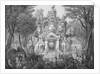 19c Print of the Elephant Gateway with Khmer Buddhists at Temple of Angkor Thom by Anonymous