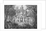 19c Print of the Elephant Gateway with Khmer Buddhists at Temple of Angkor Thom by Anonymous
