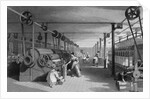 Print Depicting Workers at a Textile Factory by Anonymous
