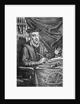 Engraving of Nostradamus Writing His Prophecies by Jean Sauve