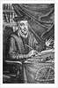 Engraving of Nostradamus Writing His Prophecies by Jean Sauve