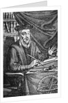 Engraving of Nostradamus Writing His Prophecies by Jean Sauve