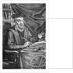 Engraving of Nostradamus Writing His Prophecies by Jean Sauve