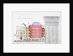 Architectural Drawing of Theatre Building with Cross-Sectional View by H. Monnot