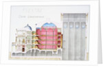 Architectural Drawing of Theatre Building with Cross-Sectional View by H. Monnot