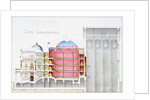 Architectural Drawing of Theatre Building with Cross-Sectional View by H. Monnot