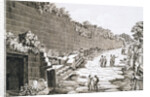 Etching of Tourists on Excavated Roman Road by Luigi Rossini
