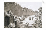 Etching of Tourists on Excavated Roman Road by Luigi Rossini