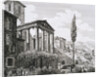 Etching of Temple of Hercules with Tourists and Gardens by Luigi Rossini