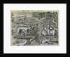 Engraving by Theodor de Bry After Stag Hunting by Jacques Le Moyne