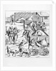 Illustration of The Extraction and Transport of Metals after a 16th-Century Woodcut by Anonymous