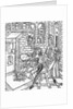 Woodcut Print of a Medieval Apothecary Cooking on a Stove by Anonymous