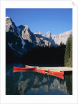 Red Canoes on Moraine Lake by Anonymous