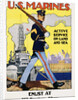 U.S. Marines - Active Service on Land and Sea Recruiting Poster by Anonymous