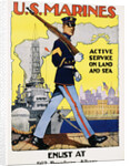 U.S. Marines - Active Service on Land and Sea Recruiting Poster by Anonymous