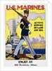 U.S. Marines - Active Service on Land and Sea Recruiting Poster by Anonymous