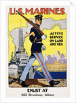 U.S. Marines - Active Service on Land and Sea Recruiting Poster by Anonymous