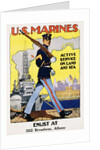 U.S. Marines - Active Service on Land and Sea Recruiting Poster by Anonymous