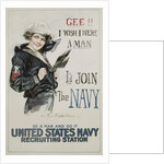 Gee!! I Wish I Were a Man - I'd Join the Navy Recruitment Poster by Howard Chandler Christy
