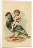 19th-Century Trade Card Depicting a Child Riding a Pigeon by Anonymous