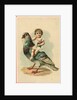 19th-Century Trade Card Depicting a Child Riding a Pigeon by Anonymous