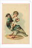 19th-Century Trade Card Depicting a Child Riding a Pigeon by Anonymous