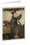 Poster with Woman in Vintage Automobile Holding Up Sherry Glass by Ramon Casas Carbo