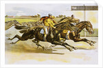 Late 19th Century Poster of Racehorses Crossing the Finish Line by Anonymous
