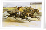 Late 19th Century Poster of Racehorses Crossing the Finish Line by Anonymous