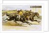 Late 19th Century Poster of Racehorses Crossing the Finish Line by Anonymous