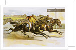 Late 19th Century Poster of Racehorses Crossing the Finish Line by Anonymous