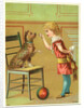 Trade Card of a Girl Training a Terrier Dog by Anonymous