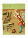 Trade Card of a Girl Training a Terrier Dog by Anonymous